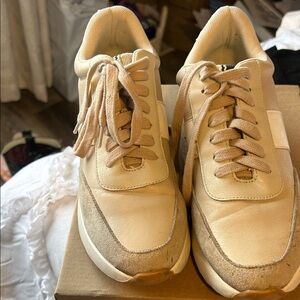 ShuShop Cream and Tan Athletic Shoes